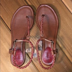 Frye Madison braided sandal - like new red and tan